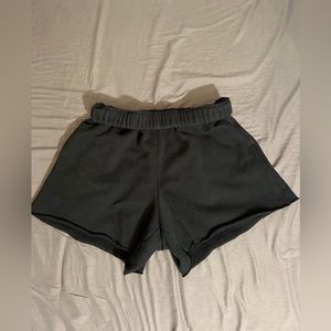 {Aerie} Fleece Cut-Off Black High-Waist Lounge Shorts